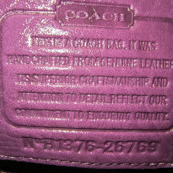 Coach East West Madison Large EggplantTote Bag Leather H1376-26769 W Coach CHARM - Picture 7 of 10